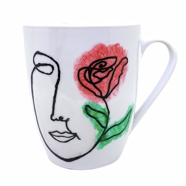 Πορσελάνινη Κούπα "abstract lady rose" - τριαντάφυλλο, πορσελάνη, κούπες & φλυτζάνια - 2