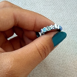 δαχτυλίδι αλουμινίου μπλε λουλούδια και πεταλούδα - πηλός, μικρά, boho, σταθερά, φθηνά - 3