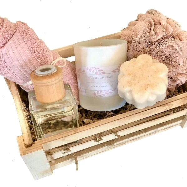 Gift box ''Dusty Rose'' - πετσέτα, σαπούνια, κεριά, αρωματικά χώρου