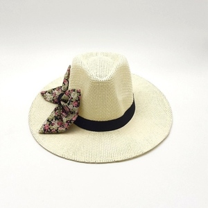 Χειροποίητο καπέλο παναμα “Flower Bow” - φιόγκος, φλοράλ, αξεσουάρ παραλίας, ψάθινα