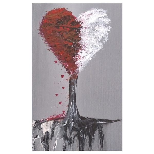 Πίνακας ζωγραφικής σε καμβά δέντρο (60*29cm) - πίνακες & κάδρα, καμβάς, καρδιά, δέντρα - 3