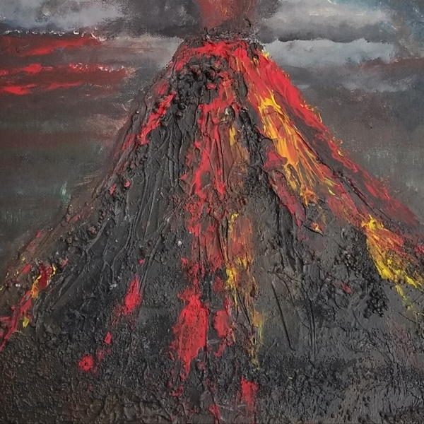 Πίνακας ζωγραφικής "VOLCANO" (70*50cm) - ακρυλικό, πίνακες ζωγραφικής, πίνακες σε καμβά - 3