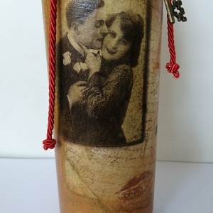 ΜΠΟΥΚΑΛΙ DECOUPAGE VINTAGE - γυαλί, χειροποίητα, πρωτότυπα δώρα, διακοσμητικά μπουκάλια - 2