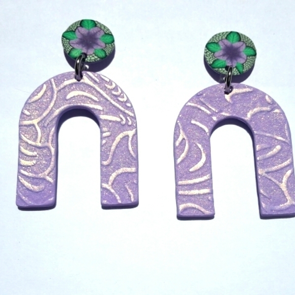 Arch Earrings, Polymer Clay Earrings - πηλός, ατσάλι, κρεμαστά