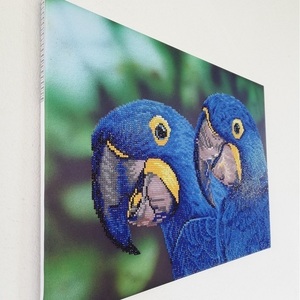 Πίνακας Diamond Painting "Blue macaws" - πίνακες & κάδρα, πίνακες ζωγραφικής - 3