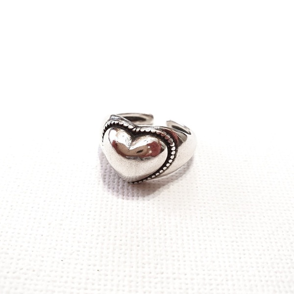Δαχτυλίδι καρδιά χειροποίητο επάργυρο ανοιγόμενο - καρδιά, επάργυρα, boho, μεγάλα, αυξομειούμενα - 3