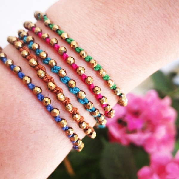 Multi colour bracelets, μακραμέ βραχιόλια με αιματίτη - ημιπολύτιμες πέτρες, μακραμέ, boho, χεριού, αυξομειούμενα - 5