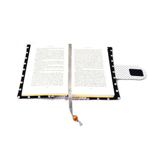 Υφασμάτινη θήκη για βιβλίο, μαύρη με λευκό πουά - ύφασμα, δώρο, απαραίτητα καλοκαιρινά αξεσουάρ, θήκες βιβλίων - 3