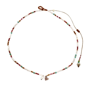 MIni heart choker, πολύχρωμο κολιέ / τσοκερ με καρδιά από ασήμι 925 & μαργαριτάρι - καρδιά, τσόκερ, κοντά, boho, seed beads - 2