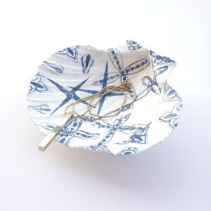 Διακοσμητικό Κοχύλι Πιατάκι με μπλε print για τα Κοσμήματα - κοχύλι, διακόσμηση κήπου, πιατάκια & δίσκοι - 2