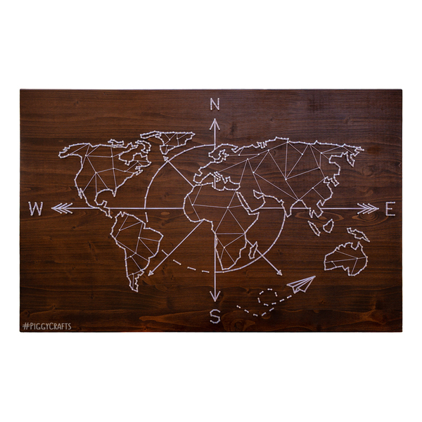 Ξύλινος Πίνακας "World Map" 80x50cm - πίνακες & κάδρα