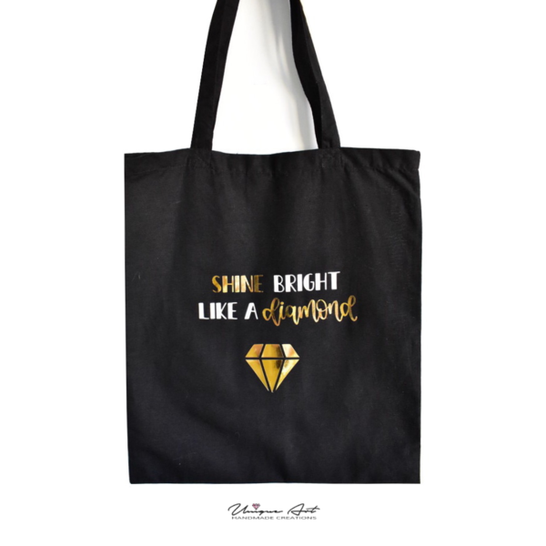 Tote bag diamond! Τσάντα για ψώνια - ώμου, μεγάλες, all day, tote, πάνινες τσάντες - 4