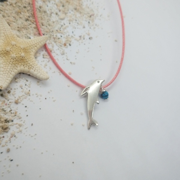 Κολιέ δελφίνι ασήμι 925° - ημιπολύτιμες πέτρες, ασήμι 925, ψάρι, κοντά