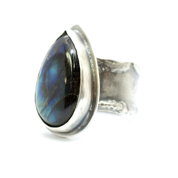 Ασημένιο δαχτυλίδι με Λαμπραδορίτη (labradorite) - ασήμι, ημιπολύτιμες πέτρες, ασήμι 925, χειροποίητα, μεγάλα
