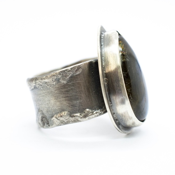 Ασημένιο δαχτυλίδι με Λαμπραδορίτη (labradorite) - ασήμι, ημιπολύτιμες πέτρες, ασήμι 925, χειροποίητα, μεγάλα - 2