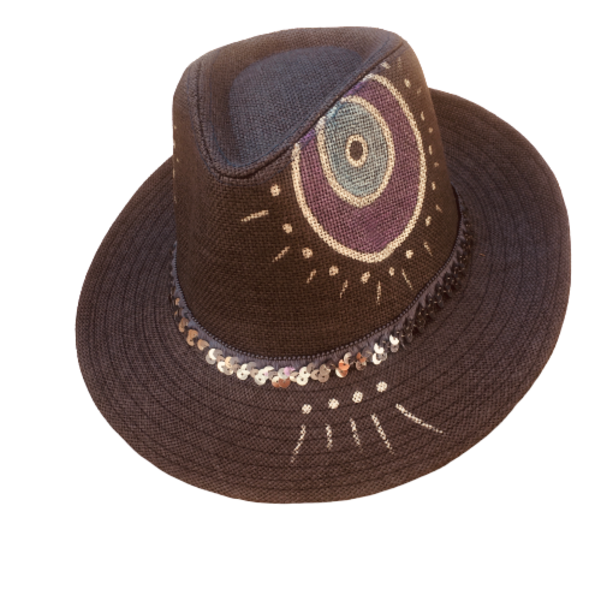 Ψάθινο καπέλο - Sparkling - καλοκαιρινό, ζωγραφισμένα στο χέρι, ψάθα, boho, ψάθινα