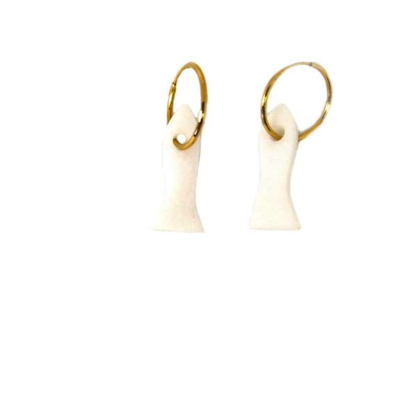 F i s h Marble Earrings - ασήμι, επιχρυσωμένα, χειροποίητα, κρίκοι