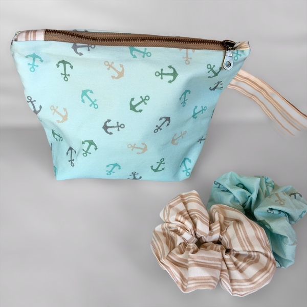Αδιάβροχο νεσεσέρ-τσαντάκι με scrunchies για τα μαλλιά - δώρο, αδιάβροχο, θάλασσα