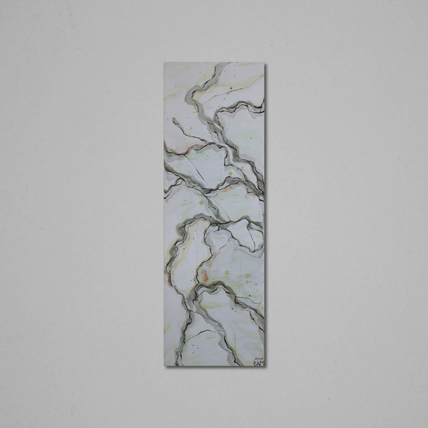 Cracks marble abstract canvas painting watercolor tempera 20x60 - πίνακες & κάδρα, πίνακες ζωγραφικής