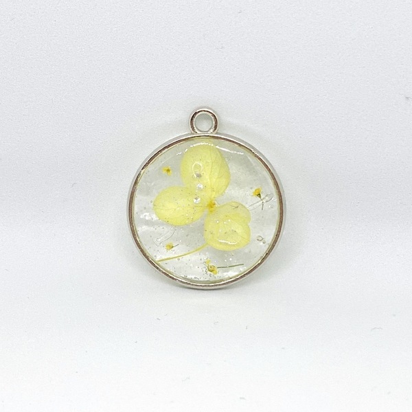 Magic Petals - Yellow -Pressed Flower Necklace - επάργυρα, μακριά, λουλούδι, μενταγιόν - 2