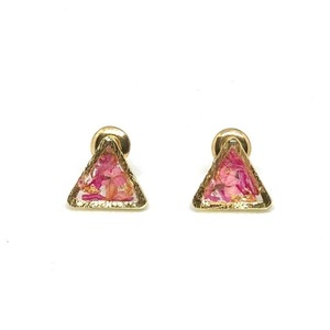 Rose Petals Earrings - Triangle - επιχρυσωμένα, καρφωτά, μικρά