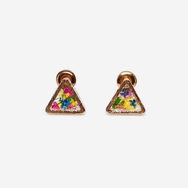 Confetti Earrings - Bronze - Triangle - επιχρυσωμένα, καρφωτά, μικρά