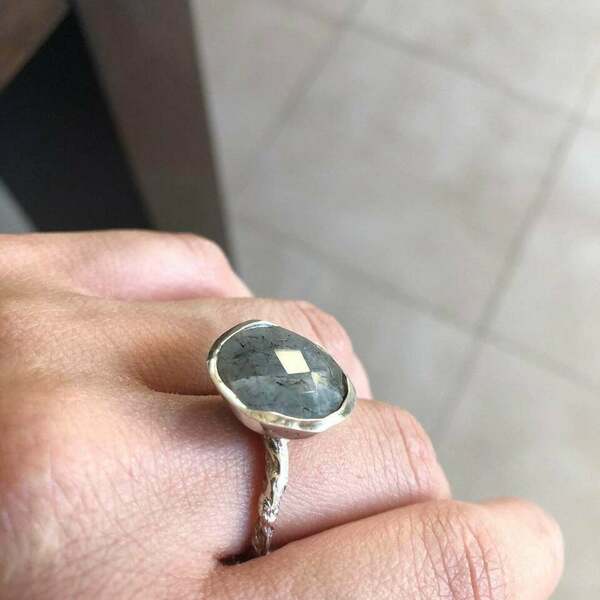 Ασημένιο δαχτυλίδι - Black rutile. - ασήμι, ασήμι 925, boho, μεγάλα, αυξομειούμενα - 2