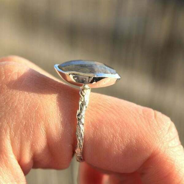 Ασημένιο δαχτυλίδι - Black rutile. - ασήμι, ασήμι 925, boho, μεγάλα, αυξομειούμενα - 4