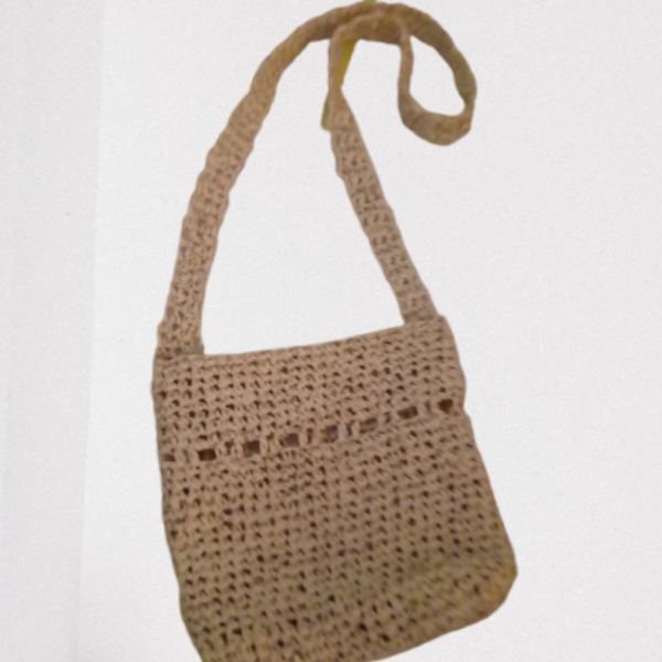 Χιαστί τσάντα εκρου raffia - χιαστί, ώμου, all day, ψάθα, πλεκτές τσάντες, φθηνές - 2