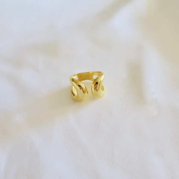 Χρυσό Δαχτυλίδι "Iris" - ασήμι, επιχρυσωμένα, για γάμο, μεγάλα, αυξομειούμενα - 2
