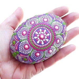 Διακοσμητική πέτρα μοβ mandala 8,5x6x5 εκ. - ζωγραφισμένα στο χέρι, πέτρα, Black Friday, mandala, διακοσμητικές πέτρες - 3