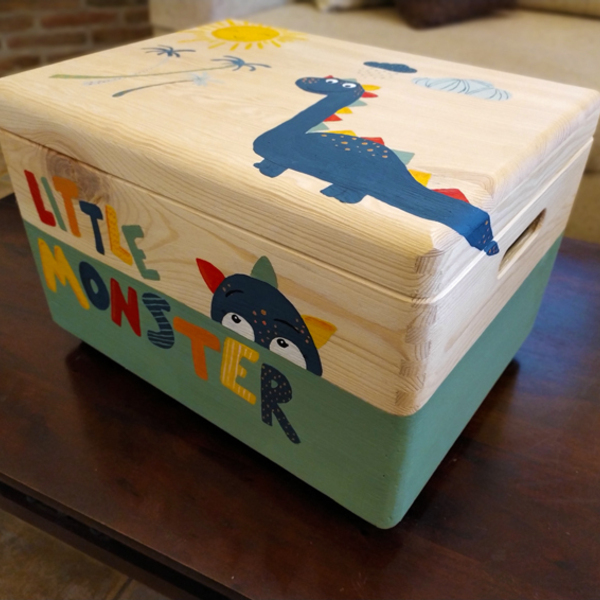 Ξύλινο κουτί βάπτισης / παιχνιδόκουτο ζωγραφισμένο στο χέρι - σετ βάπτισης - 3