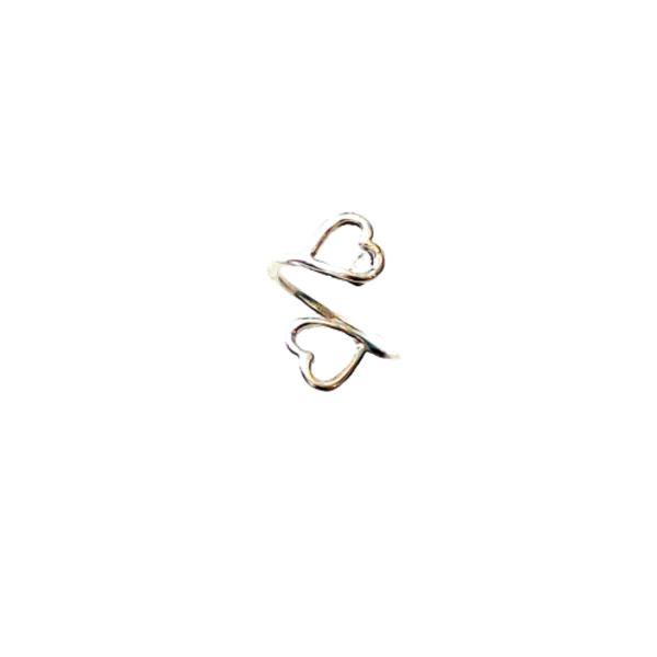 Δαχτυλίδι ασημί με δύο καρδιές - καρδιά, επάργυρα, δώρα αγίου βαλεντίνου, αυξομειούμενα, φθηνά