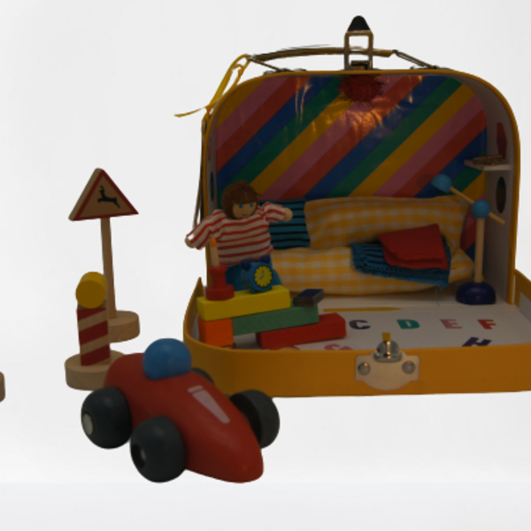 Χειροποίητο Κουκλόσπιτο με μινιατούρες σε μεταφερόμενο βαλιτσάκι - δώρο, αυτοκίνητα, ξύλινα παιχνίδια - 5