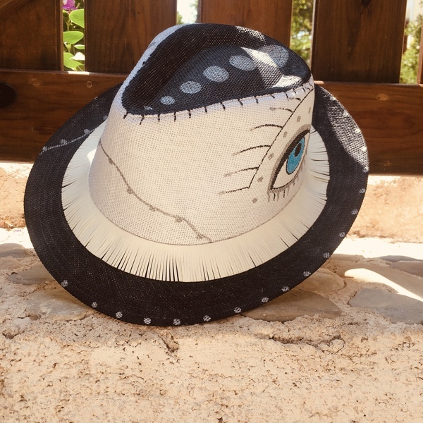Ψάθινο καπέλο - Cirious - ζωγραφισμένα στο χέρι, ψάθα, καπέλα, unisex gifts, ψάθινα - 2