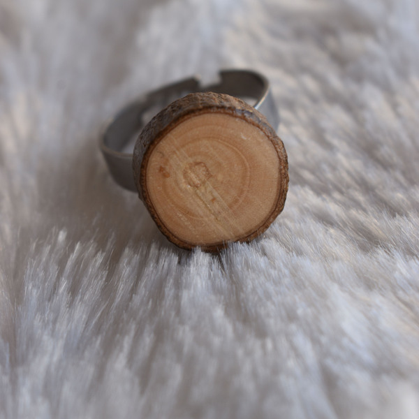 Δαχτυλίδι φυσικό ξύλο μουσμουλιάς - ξύλο, μικρά, ατσάλι, boho, αυξομειούμενα