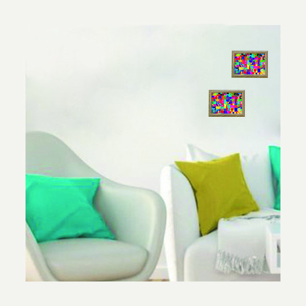 Αφίσα πολύχρωμη με μοτίβα σαν...πάπλωμα. (13X18) - πίνακες & κάδρα, δώρο, αφίσες, βάπτιση, πίνακες ζωγραφικής - 3