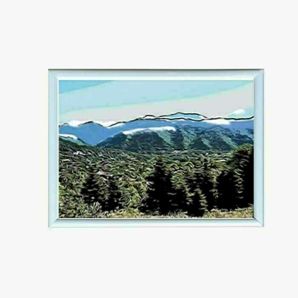 Αφίσα με θέμα "Δάσος, χειμώνας σε βουνό". - πίνακες & κάδρα, δώρο, αφίσες, πίνακες ζωγραφικής