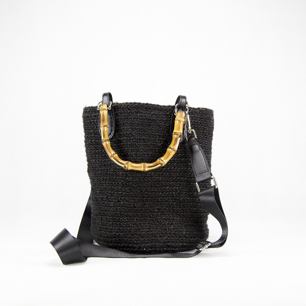 τσάντα πλεκτή χειροποίητη με μαύρη γιούτα - ώμου, πουγκί, μεγάλες, all day, πλεκτές τσάντες - 5