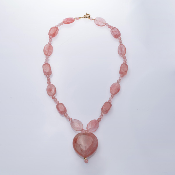 Heart Necklace - ημιπολύτιμες πέτρες, γυναικεία, επιχρυσωμένα, ασήμι 925
