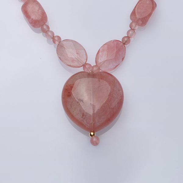 Heart Necklace - ημιπολύτιμες πέτρες, γυναικεία, επιχρυσωμένα, ασήμι 925 - 2