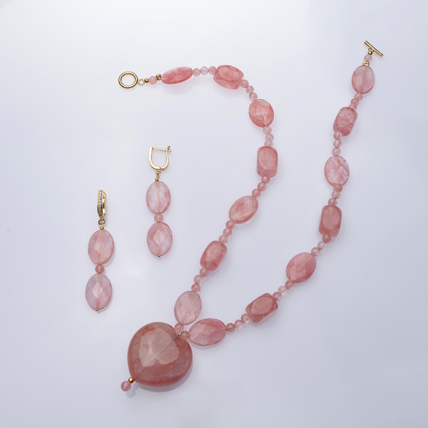 Heart Necklace - ημιπολύτιμες πέτρες, γυναικεία, επιχρυσωμένα, ασήμι 925 - 3