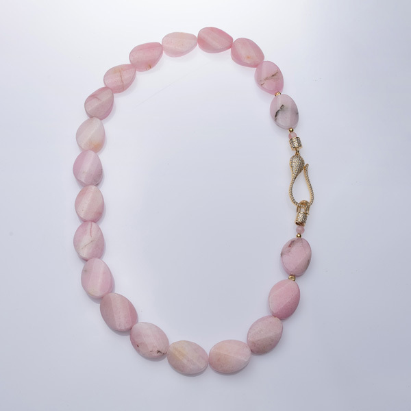 Pink Opal Necklace - ημιπολύτιμες πέτρες, γυναικεία, ορείχαλκος, ασήμι 925, οπάλιο - 2