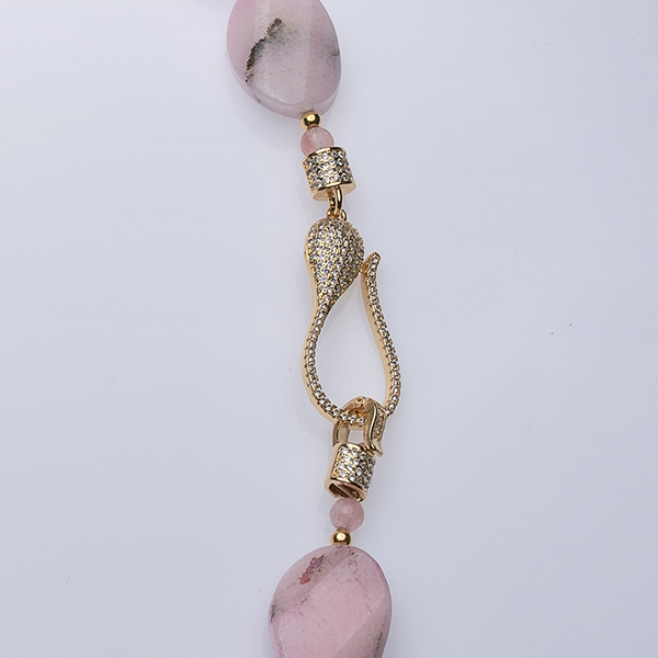 Pink Opal Necklace - ημιπολύτιμες πέτρες, γυναικεία, ορείχαλκος, ασήμι 925, οπάλιο - 3