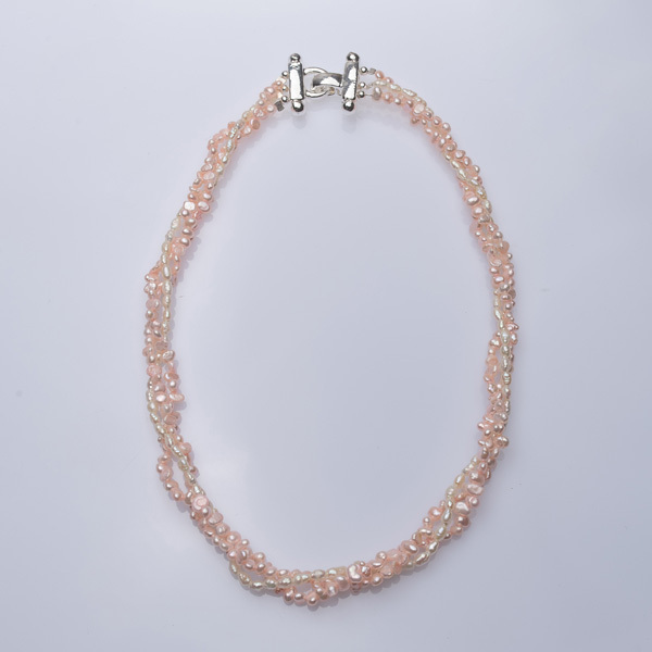 Twisted Pearl Necklace - μαργαριτάρι, γυναικεία, ασήμι 925, επάργυρα, κοντά