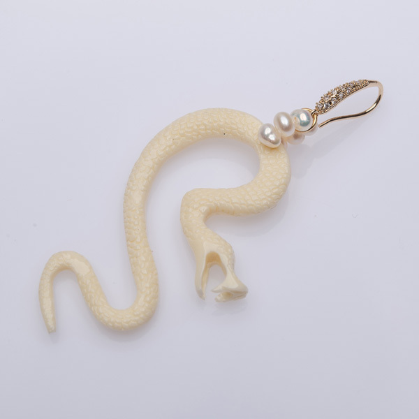 Single Snake Earring - statement, επιχρυσωμένα, ορείχαλκος, κρεμαστά - 2