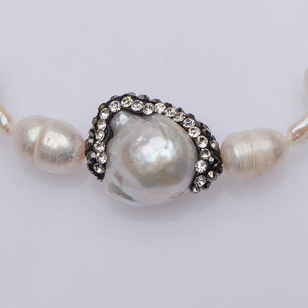 Pearl & Swarovski Bracelet - μαργαριτάρι, γυναικεία, ασήμι 925, swarovski, αιματίτης - 2