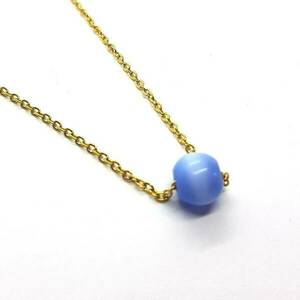 "Ocean Blue" - Μίνιμαλ κολιέ με χάντρα - charms, επιχρυσωμένα, minimal, κοντά, ατσάλι - 2