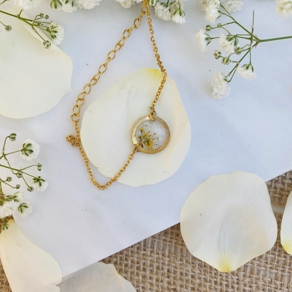 Edem Round Bracelet - Yellow - αλυσίδες, επιχρυσωμένα, λουλούδι, χεριού, αυξομειούμενα - 4
