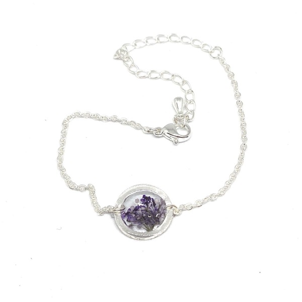 Edem Round Bracelet - Purple - αλυσίδες, επάργυρα, λουλούδι, χεριού, αυξομειούμενα